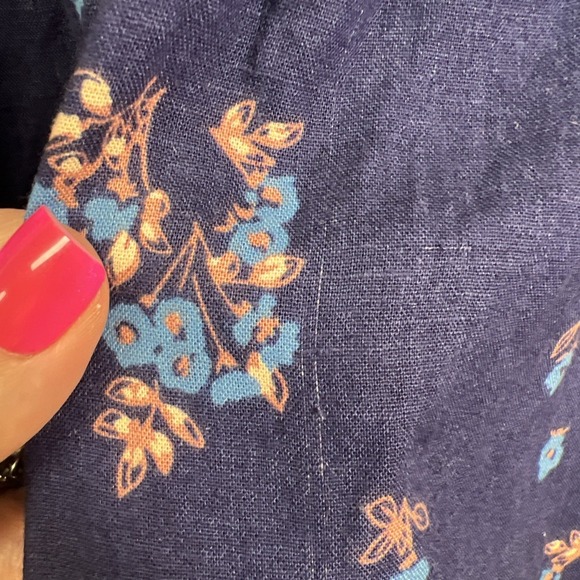 Free People Petit Fours Boho Linen Blend Tiered Mini Dress Size Small Indigo - Picture 15 of 15